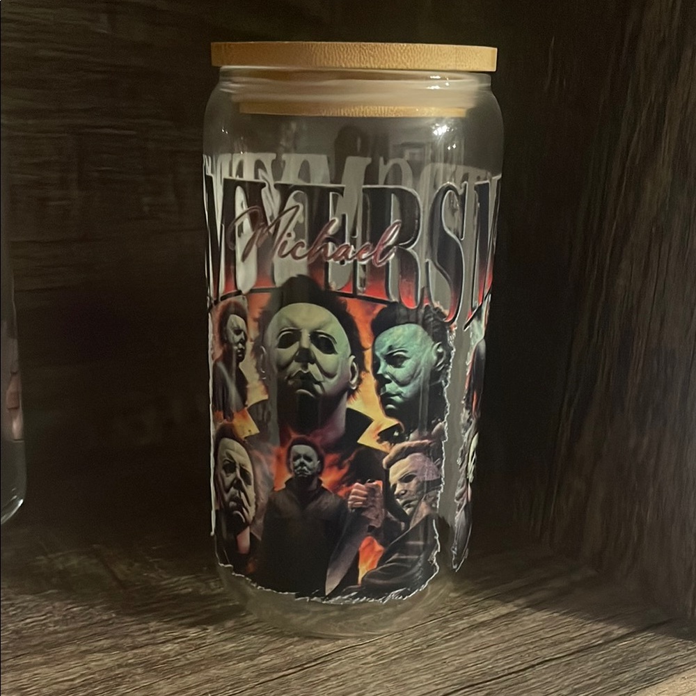 Horror-Themed Glass Coffee Jar with Lid